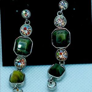 Ann Taylor jewelry drop earrings gray rhinestones